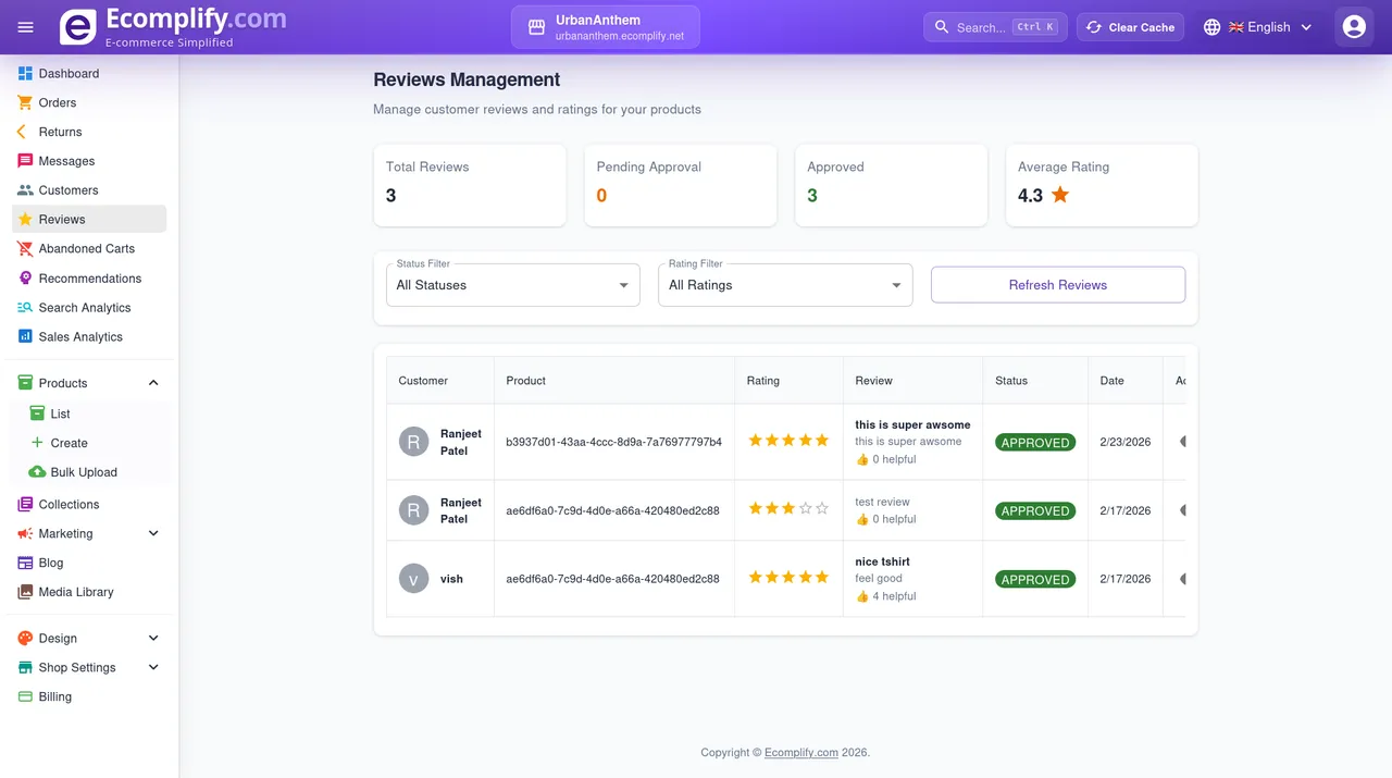 Reviews Management - Ecomplify