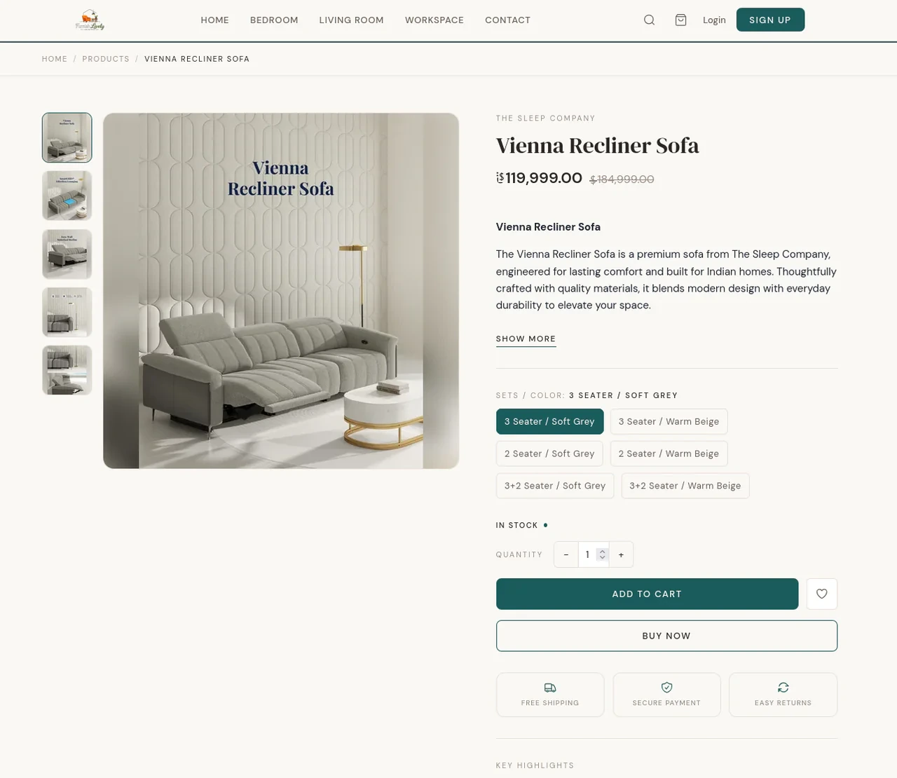 FurnishLively product detail page - live Ecomplify demo store