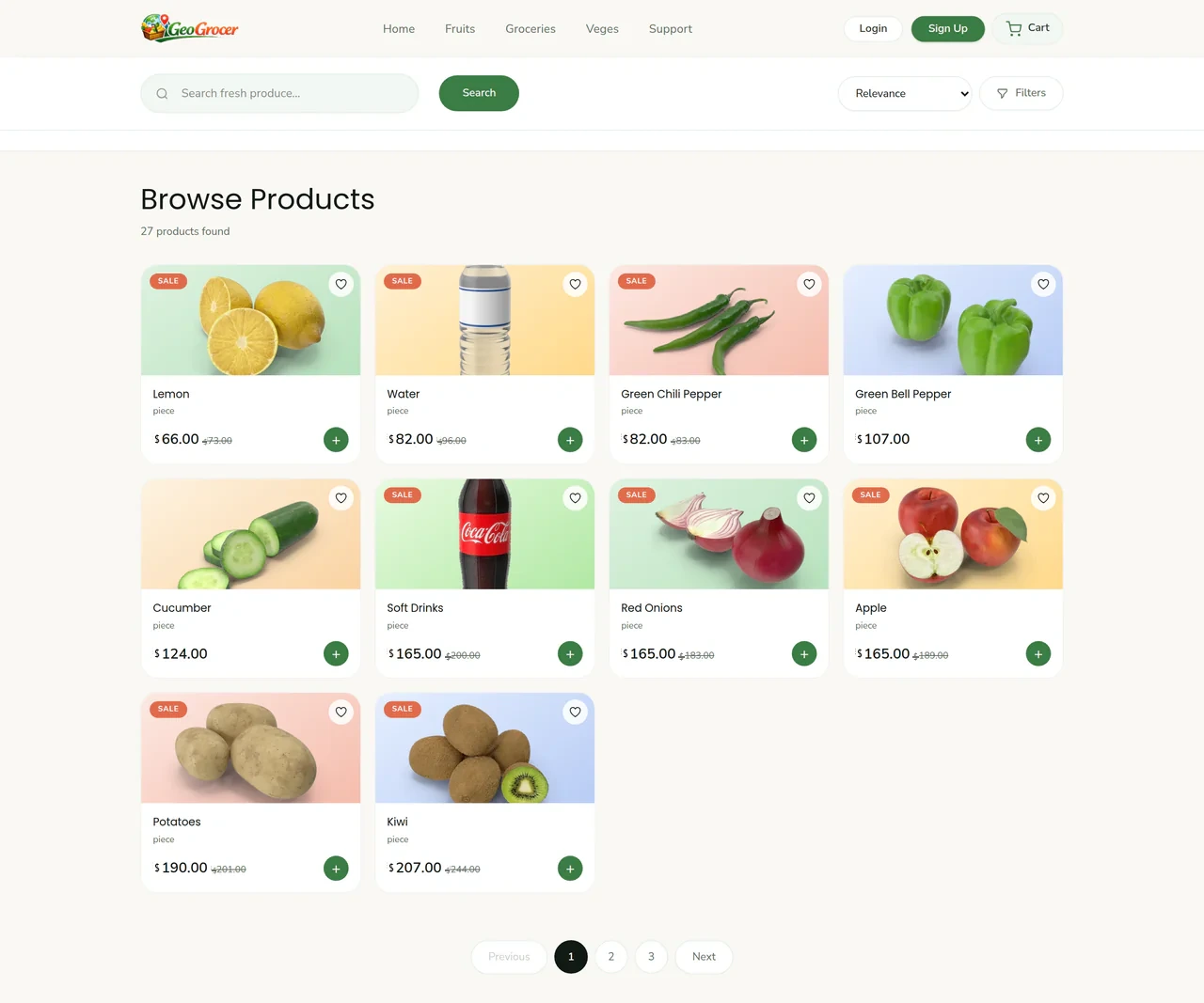 GeoGrocer product search page - live Ecomplify demo store