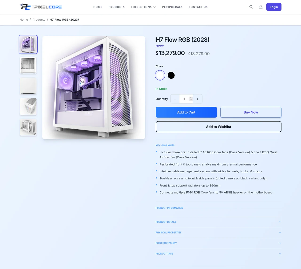 PixelCore product detail page - live Ecomplify demo store